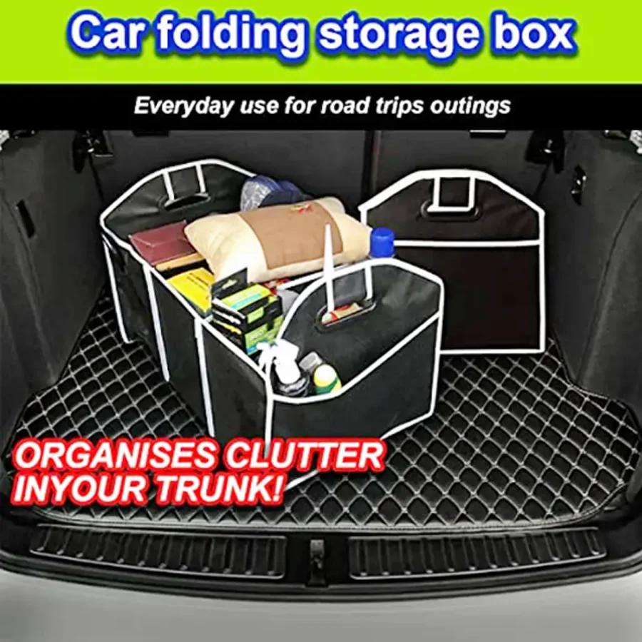Universal car trunk organizer, portable, foldable, waterproof, automatic storage bag with 3 compartments