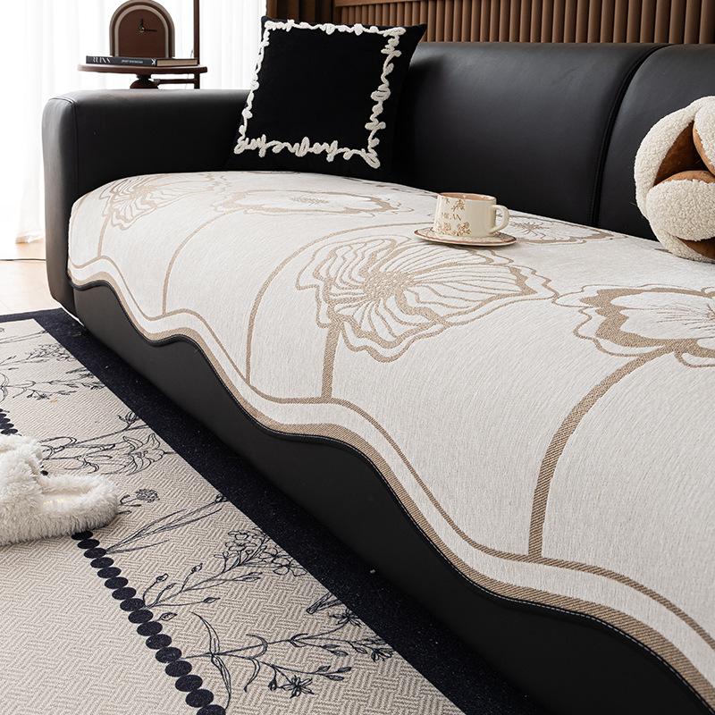 

Light Luxury High-End Sofa Cushion Fixed Non-Slip New Four-Season Universal Special-Shaped Leather Sofa Special Seat Cushion Cloth 90*70cm