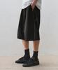 DRAW FIT Robust Long Bermuda Wide Chino Pants [Black]