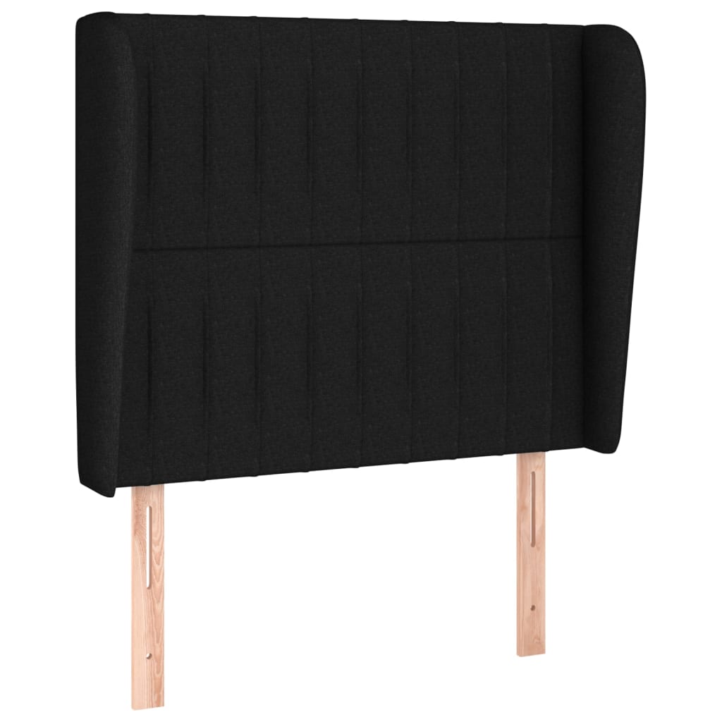 vidaXL Kopfteil mit Ohren Schwarz 93x23x118/128 cm Stoff