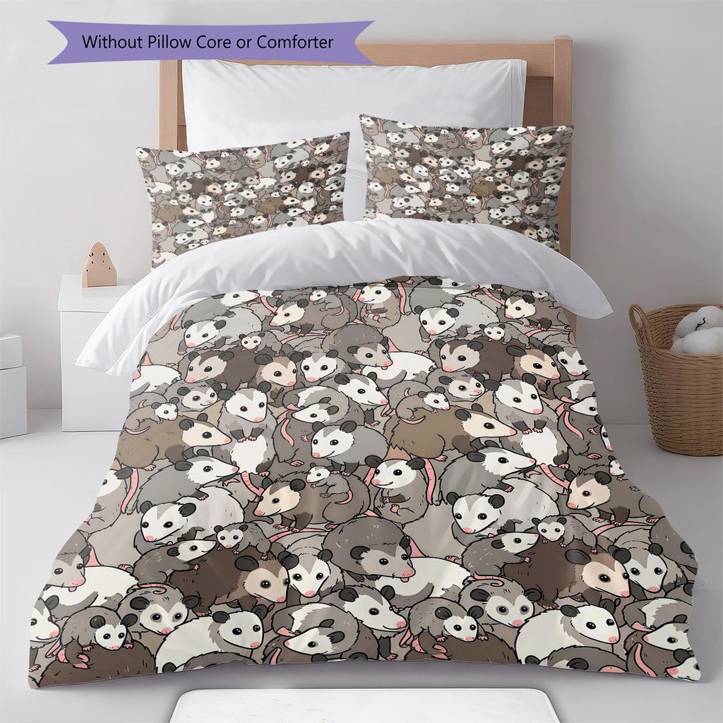 Cartoon Animal Art Pattern Bedding,Quilt Set Quilt Cover Pillowcase Home Birthday Gift (1 * duvet cover + 2 * pillowcase, without core)