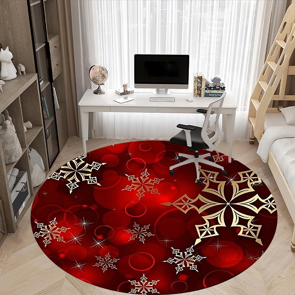1pc Christmas Snowflake Carpet for Office Non-Slip, Round Carpet, Soft & Comfortable, Carpet for Office, Round Floor Mat yy251225160