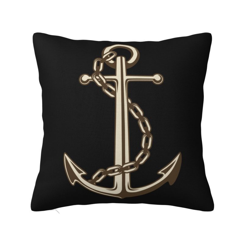 Navy Blue Stripes Nautical Anchor Boat Pillow Case 40x40cm Home Decor Cute Outdoor Cushions Square Pillowcase