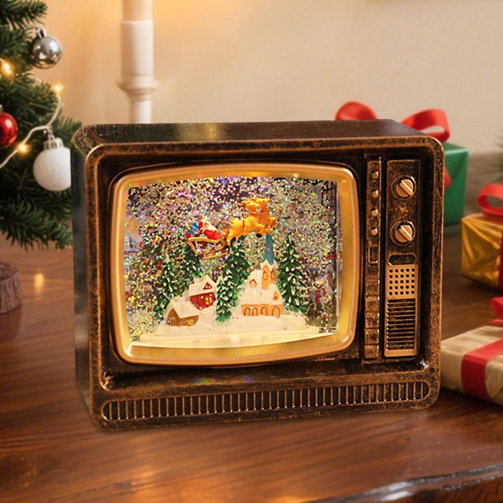 Christmas Scene Music Box Gift Xmas Ornament for Bedroom Indoor Dining Table Reindeer
