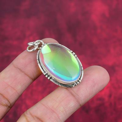 Přívěsek z masivního stříbra Mystic Opal 925, ručně vyráběný šperk z drahých kamenů, pro Memorial Day