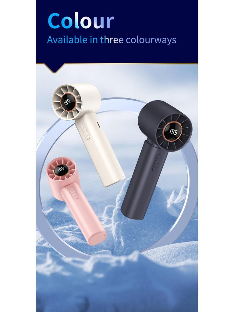 New T-12 Mini Handheld Fan: USB Charging, 100-Speed Digital Display, High-Speed Silent Turbine