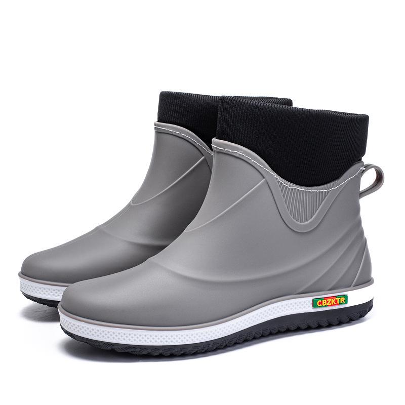 Men's Fashion Short Rain Boots - Waterproof, Non-slip, and Versatile for Outdoor, Kitchen, or Car Wash Use.