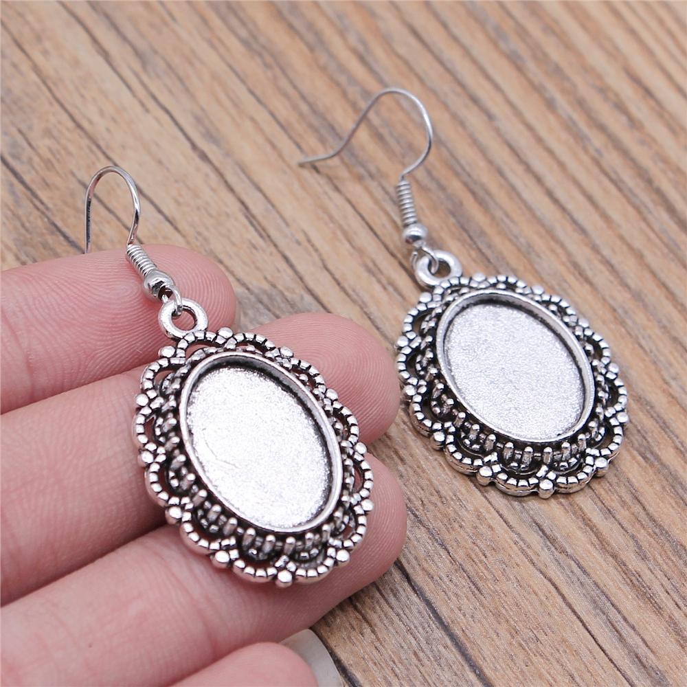

Fit 13x18mm Cabochons Oval Blank Setting Bezel Blank Cabochon Earring Base For DIY Earring Making