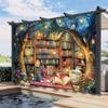 Arazzo 2D Biblioteca Fiabe Albero Libreria con Tazza da Tè Arte da Parete