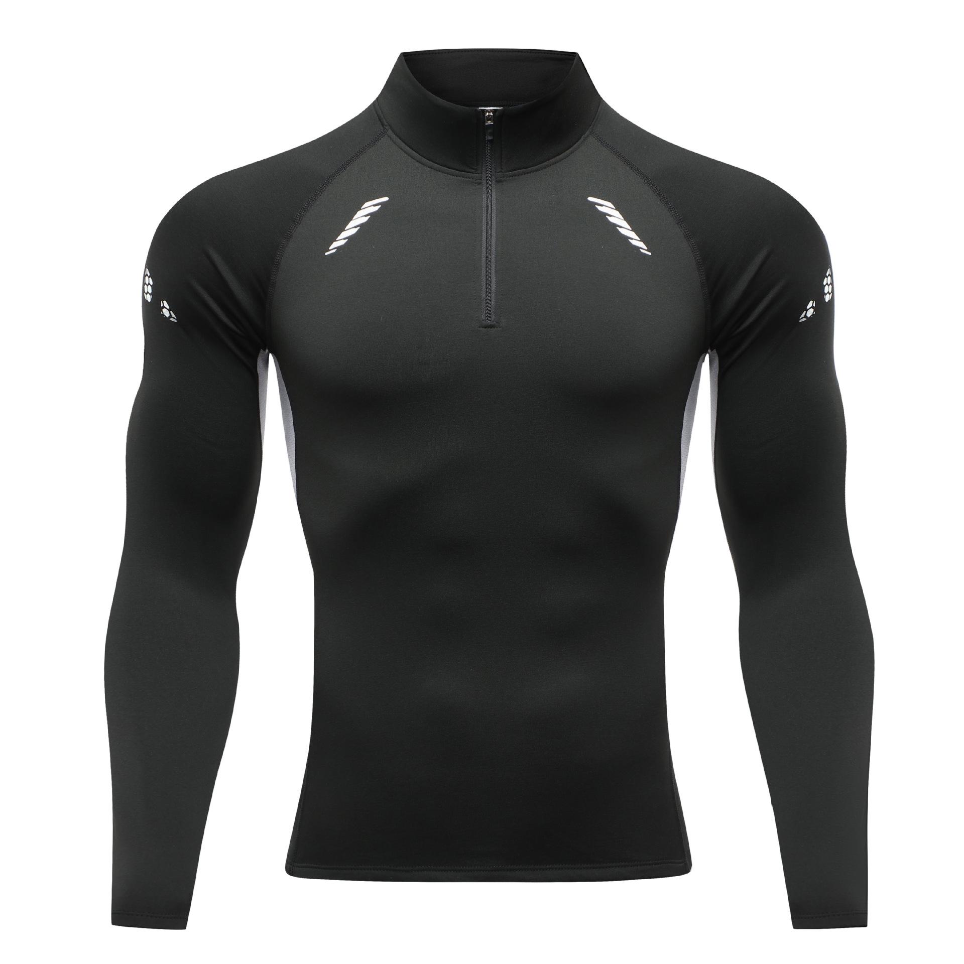 

Унисекс термоспортивная кофта с полувысоким воротником, молнией, быстросохнущая, с бархатной подкладкой для осени и зимы. S чёрный