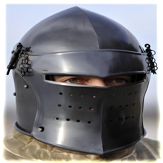 Medieval Knight Helmet Black Crusader Great Templar Armor Cosplay LARP SCA Battle Helmet Metal Fantasy Costume Prop