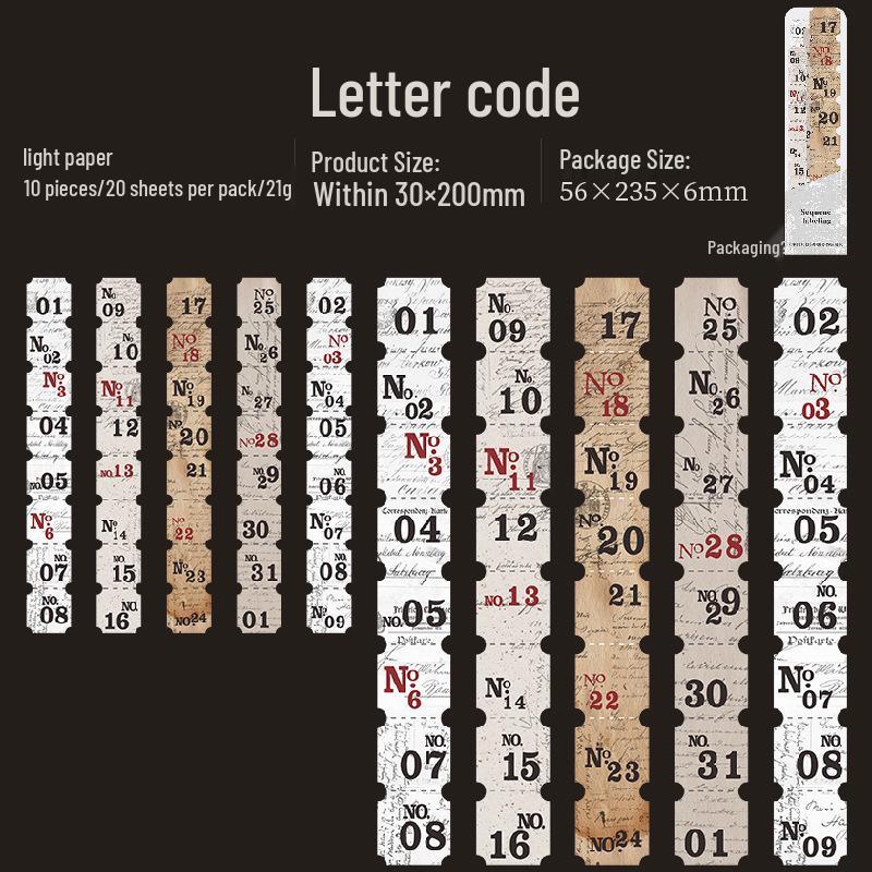 Ketchup Long Strip Retro Date Number Stickers for DIY Journal & Collage Decoration