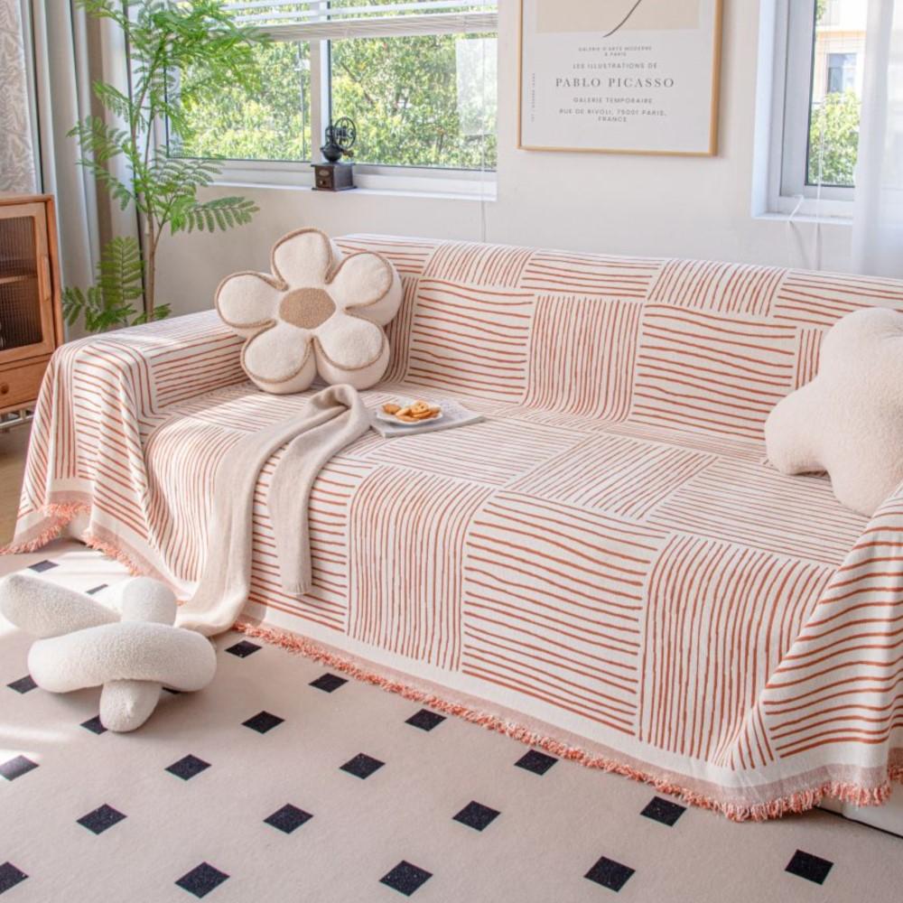 Chenille Line Sofa Cover Mat Throw Blankets Living Room Couple Position  Modern  Camping Picnic Blanket Cover