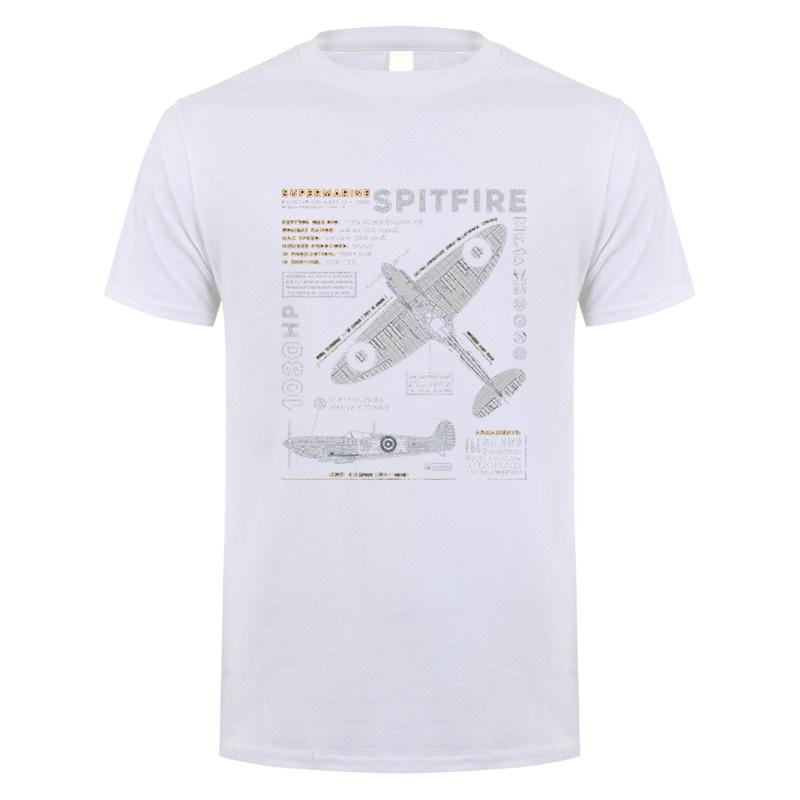 Novelty Spitfire T Shirt Fighter Plane WW2 War Pilot Aircraft Airplane Tshirts Unisex Cotton Tee Short Sleeve TShirt Gift DY303