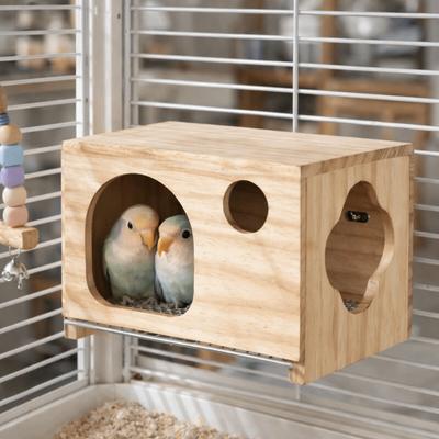 Bite Resistant Parrot Breeding Box Breathable Removable Wooden Bird House Large Space Net Bottom Bird Nesting Box Aviary