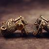 Brass Domineering Bear Buckle Car Keychain Creative Retro Chinese Style Male Trend Motorcycle Personality Keychain Circle