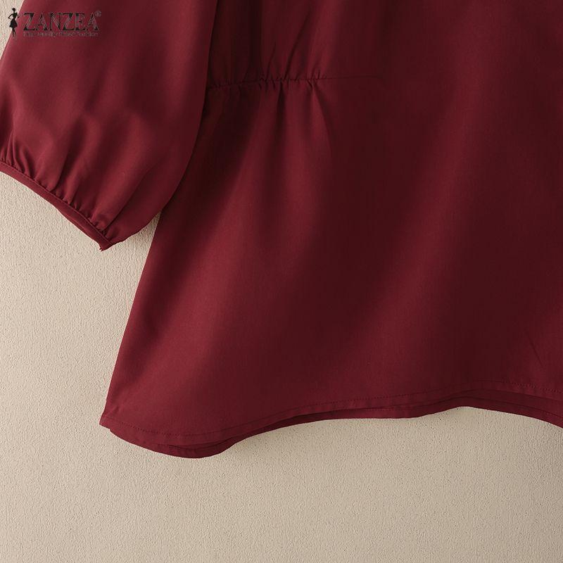 ZANZEA Lässige Bluse mit Rundhalsausschnitt und 3/4-Ärmeln für Damen