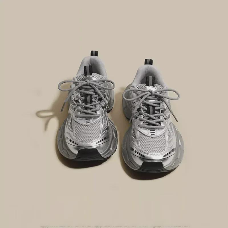 "2025 Spring Girls' and Boys' Mesh Sports Shoes: Trendy Dad-Inspired Design for Kids"