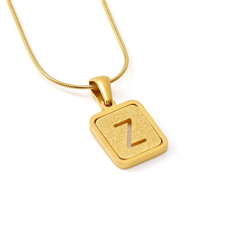 Colier cu pandantiv cu 26 de litere placat cu oțel inoxidabil cu design lanț șarpe rotund