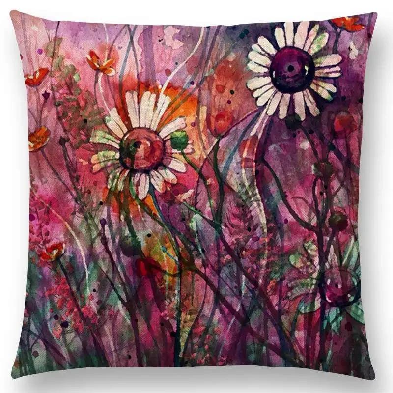 Butterfly Dream Love Flowers Sofa Throw Pillow Case Soul Heart Tulip Golden Circles Floral Stained Glass Colorful Cushion Cover