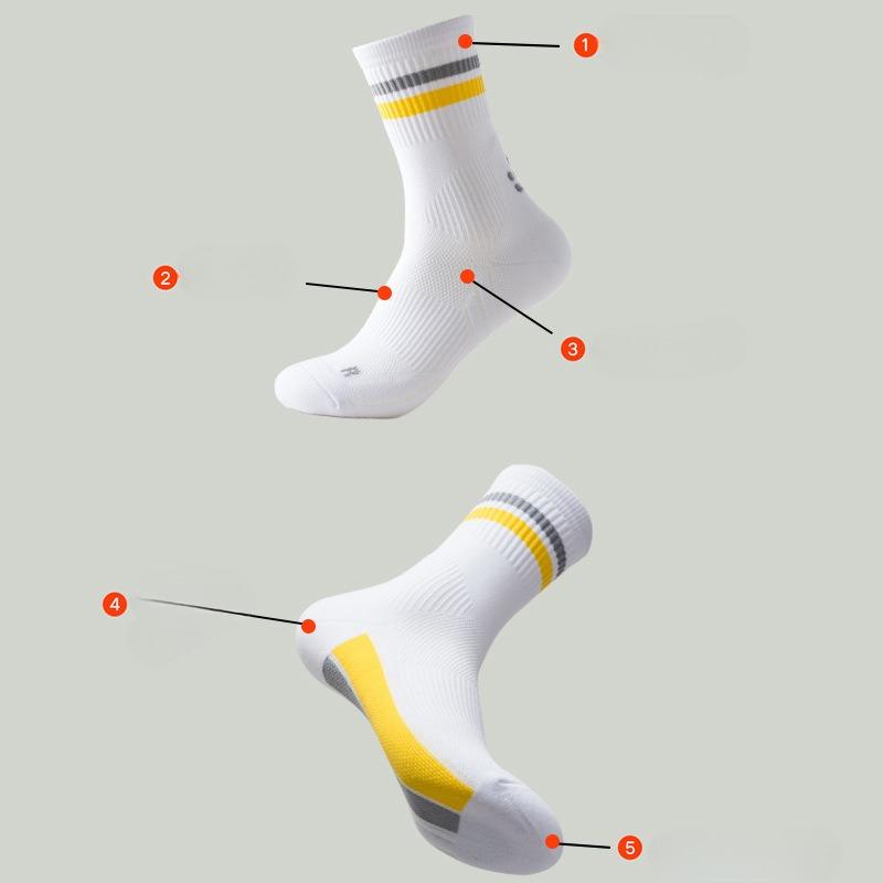 Herren Lauf-Sportsocken, Basketball Stoßdämpfend und Verschleißfest, Handtuchsohle Schweißabsorbierend, Geruchshemmend und Atmungsaktiv Mittelhohe Socken