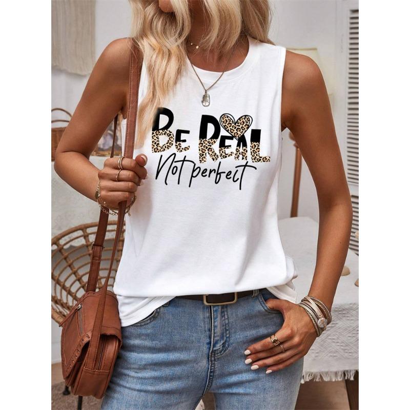 2026 New Women's Crew Neck Tank Top Leopard Print And Love Print Women's Tank Top Street Fashion Women's Casual Tank Top