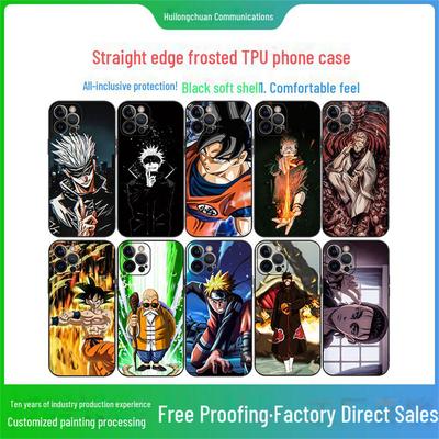 IPhone 15 Schwarze TPU-Hülle mit japanischer Anime-Malerei, One Piece Muster