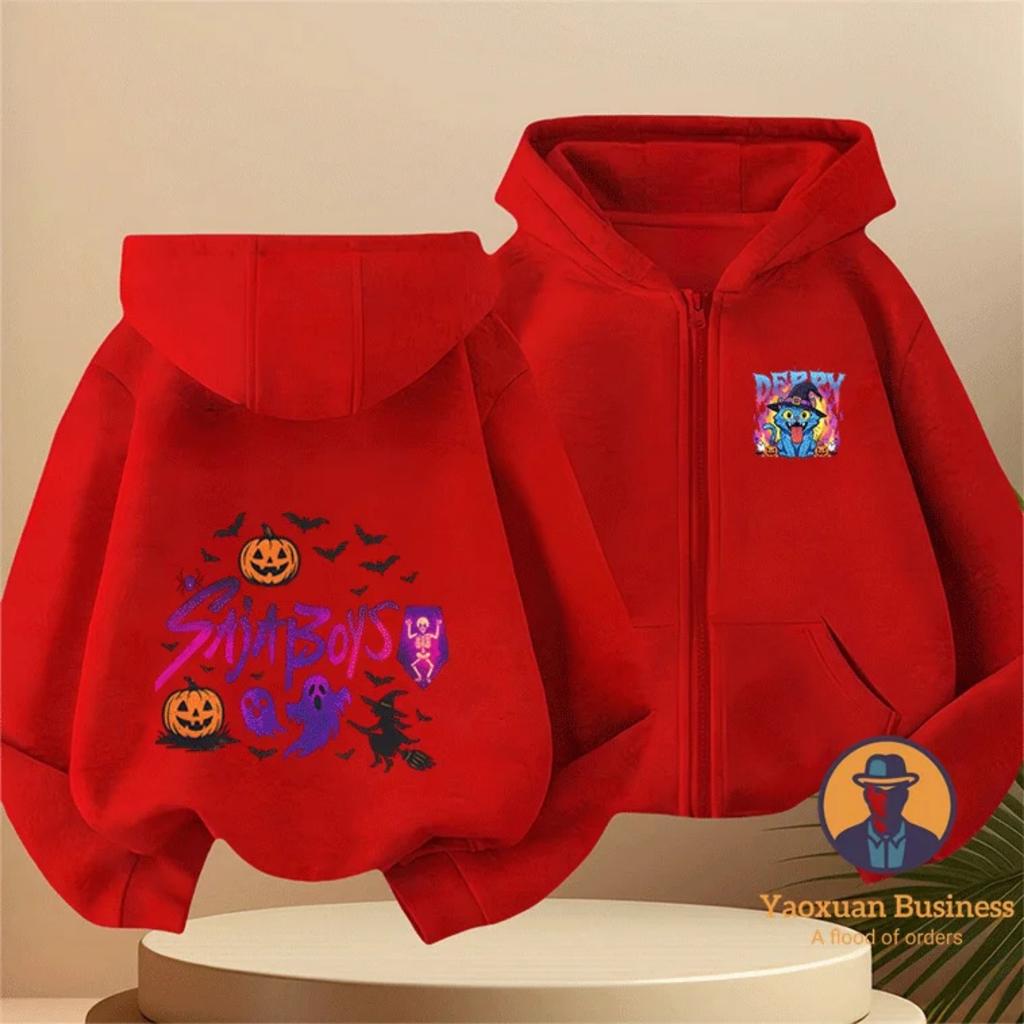 2025 Popular KPop Devil Hunter Girl Zipper Hoodie Cute Cartoon Print Autumn/Winter Fashion Clothing