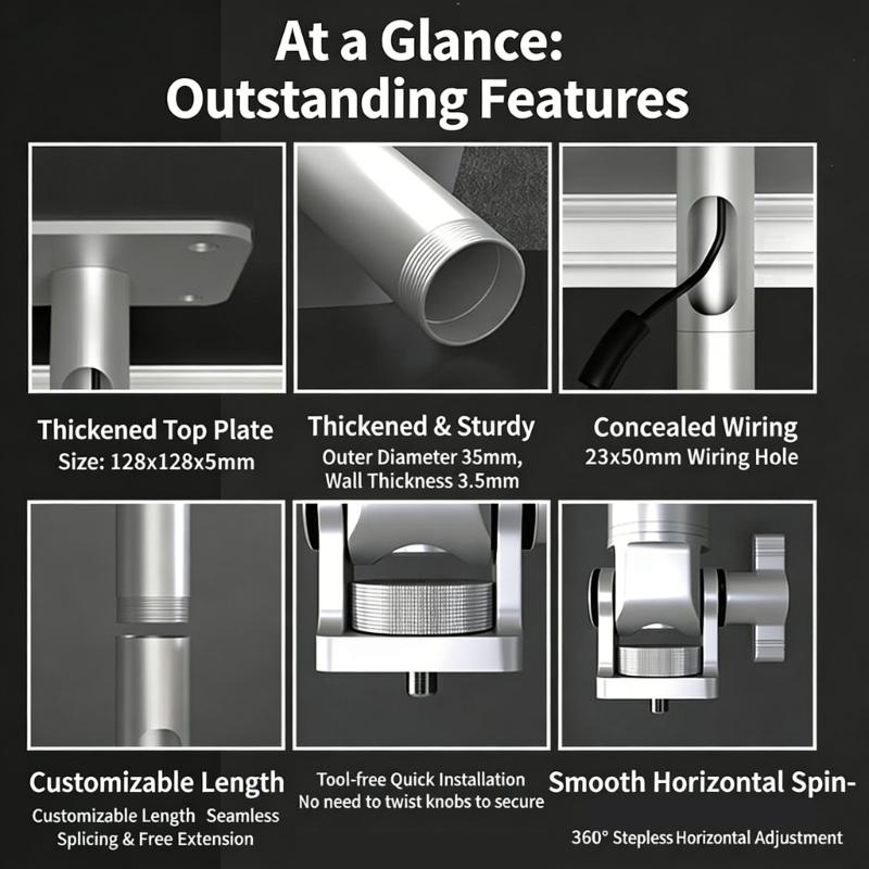 Projector Ceiling Mount Bracket With 1/4Inch Thread For Most Projectors Heavy Duty Metal Construction 10KG Capacity