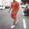 Vacanza estiva Set T-shirt da uomo Stampa 3D Tinta unita Uomo Maglietta a maniche corte Girocollo Pantaloncini Set due pezzi Abiti casual da uomo Abbigliamento