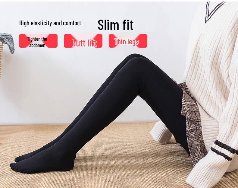 Women's Fleece-Lined Nude Pantyhose: Imitation Nylon, Autumn/Winter Warm Leggings