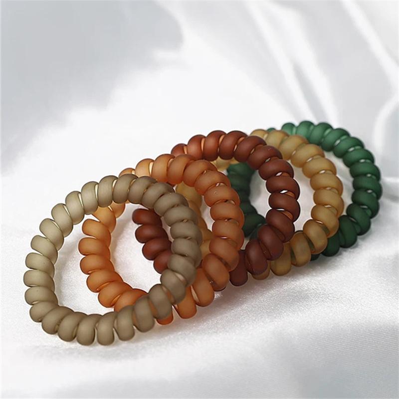 5 szt./zestaw Spiralne gumki do włosów Kabel telefoniczny Scrunchies Gumka do włosów Prosty matowy kolor Elastyczna opaska do włosów Kobieta Akcesoria do włosów