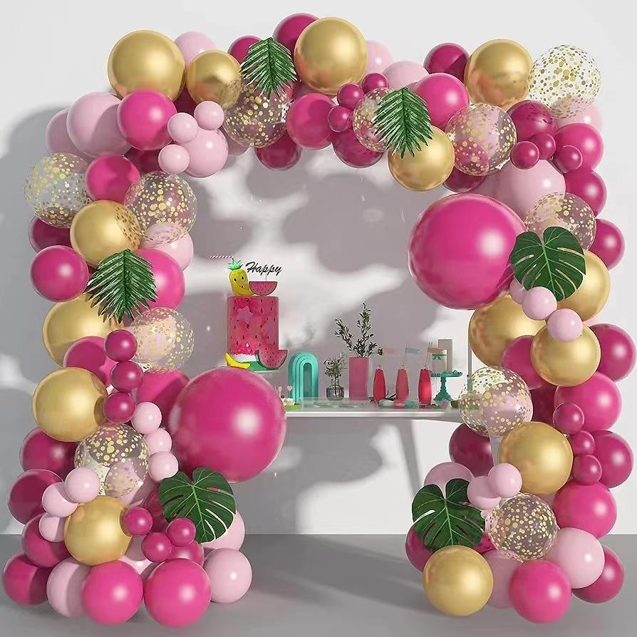 

Набор шаров глубокого розово-красного цвета с пальмовыми листьями Детский день рождения Вечеринка Baby Shower Украшение для вечеринки Set as shown