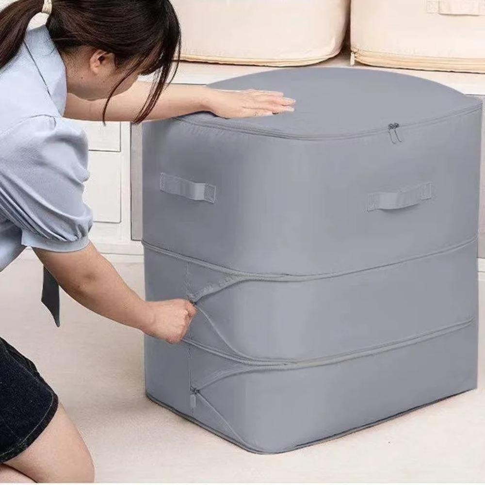 Heavy-Duty Self-Compressing Storage Bag - Portable Organizer for Clothes, Blankets & Quilts, Ideal for Closet Organization