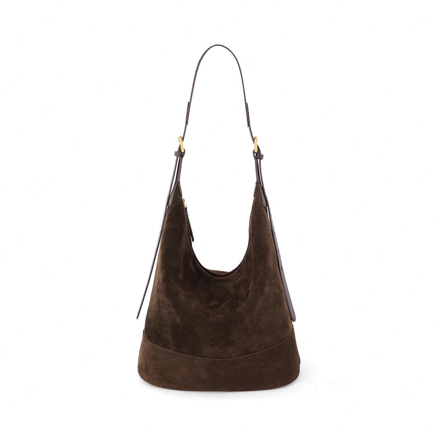 

Women s Suede Retro Slouchy Bucket Bag - Autumn/Winter Commute Crossbody & Shoulder Style 26x15x27 cm