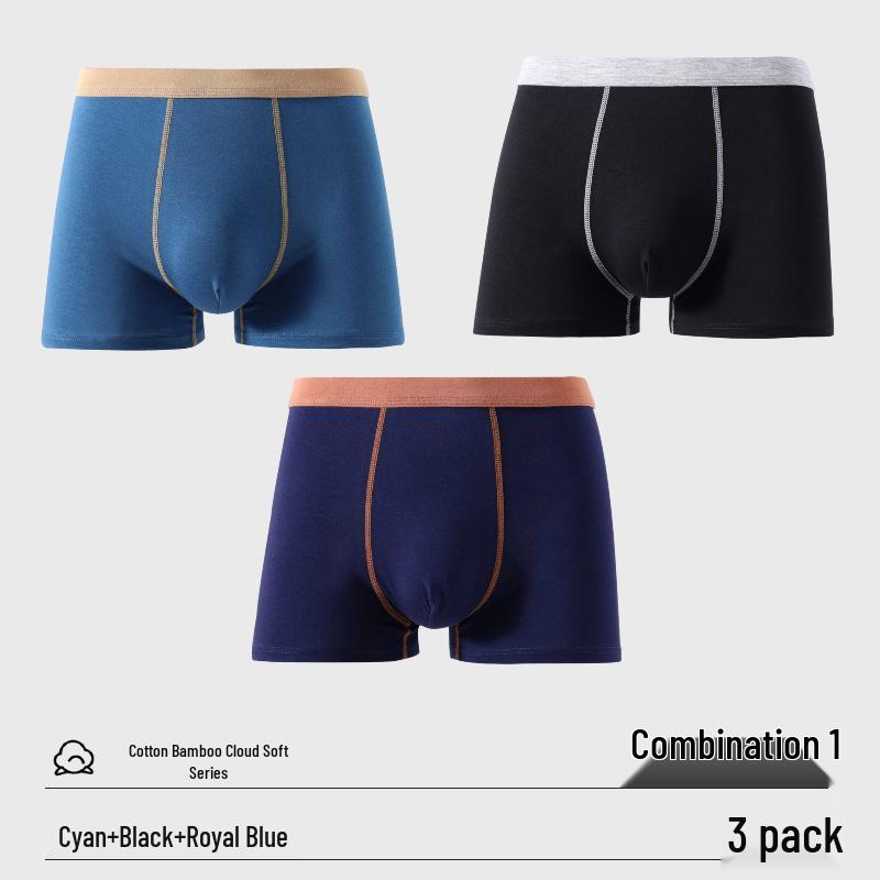 Men's Bamboo Cotton Boxer Briefs: Breathable, Antibacterial, Plus Size Available