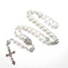 Pink Pearl-Rosary Beads Catholic Necklace Holy Medal-Cross-Christian Long Chain Necklace for Women and Men Jewelry
