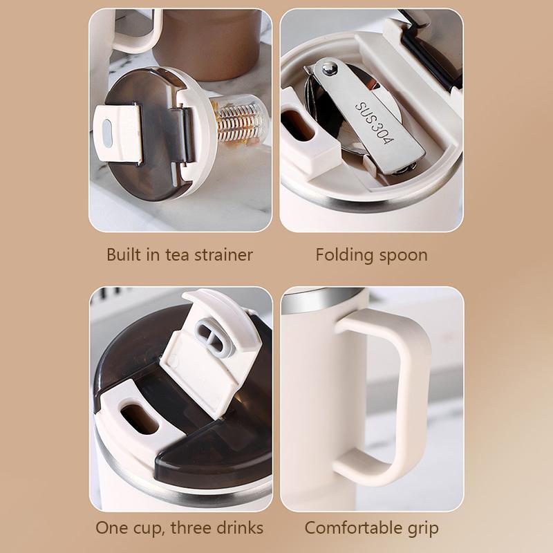 550ml Insulated Coffee Mug 304 Stainless Steel Tea Coffee Cup with Lid Spoon Tea Strainer Portable Bottle Cup For Office Travel