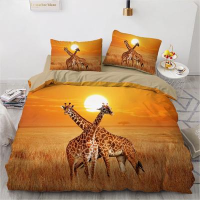 Giraffe Duvet Cover Set King/Queen Size,Tropical Safari Animal Comforter Cover,Funny Giraffe Print Bedding Set for Kids Teens