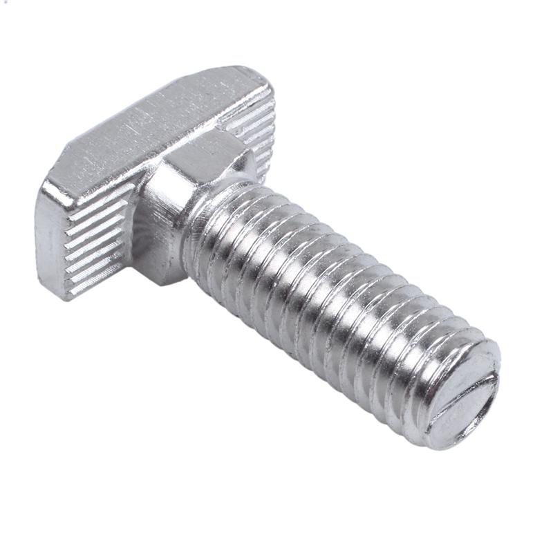 CYCLI-M8 Thread T-Slot Drop-In Stud Sliding Screw Bolt Silver Tone 30Pcs