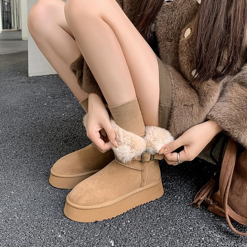 Winter tall snow boots women's thick-soled piled thickened northern gray cotton shoes winter