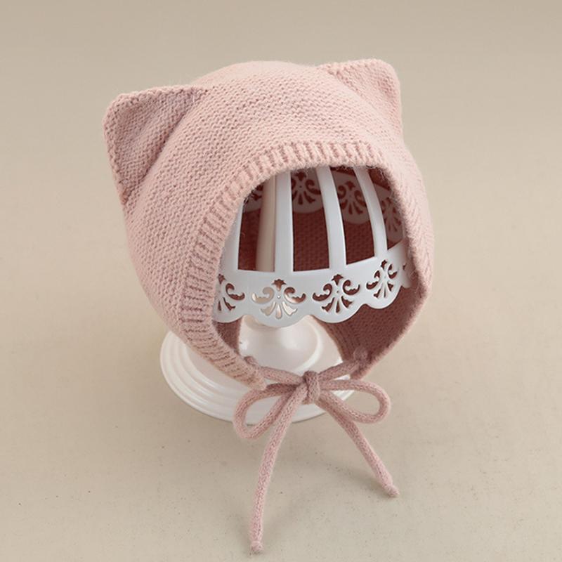 Winter Warm Knitted Baby Hat With Ears Solid Color Baby Boys Girls Cap Beanies Soft Infant Toddler Earflap Hats Bonnet
