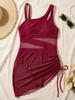 Women's Swimwear Solid Color Mesh Patchwork Bikini Beach Suit Bathing Suits