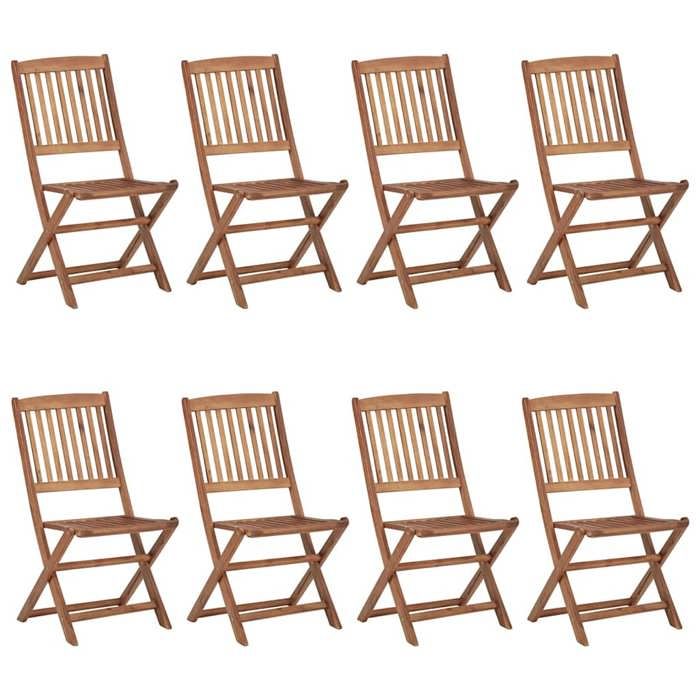 VidaXL Lot de 8 Chaises Pliables de Jardin avec Coussins, Sièges de Terrasse, Chaises de Salle à Manger, Meubles de Patio 3075022