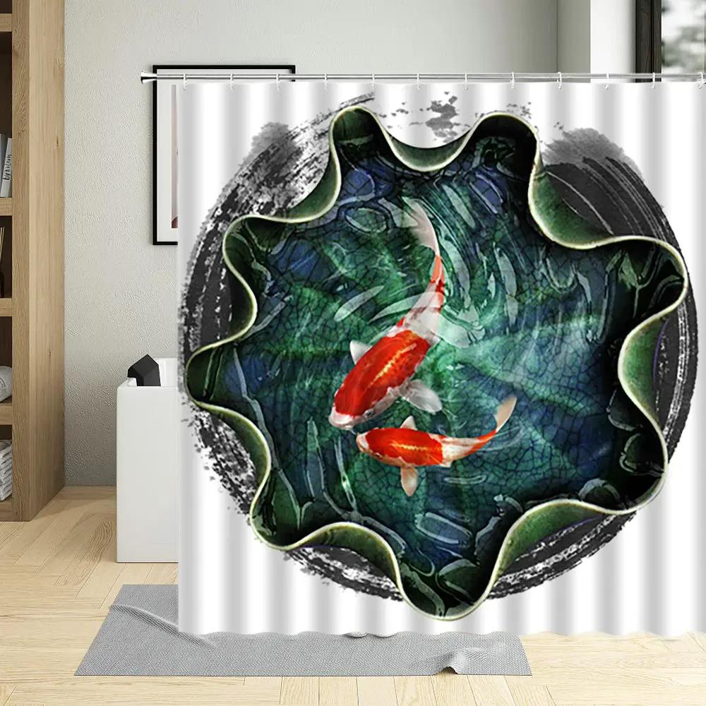 3D Shower Curtains Bathroom Waterproof Cartoon Lovely Fish Child Bathtub Decor Curtains Polyester Fabric Screen With Hooks