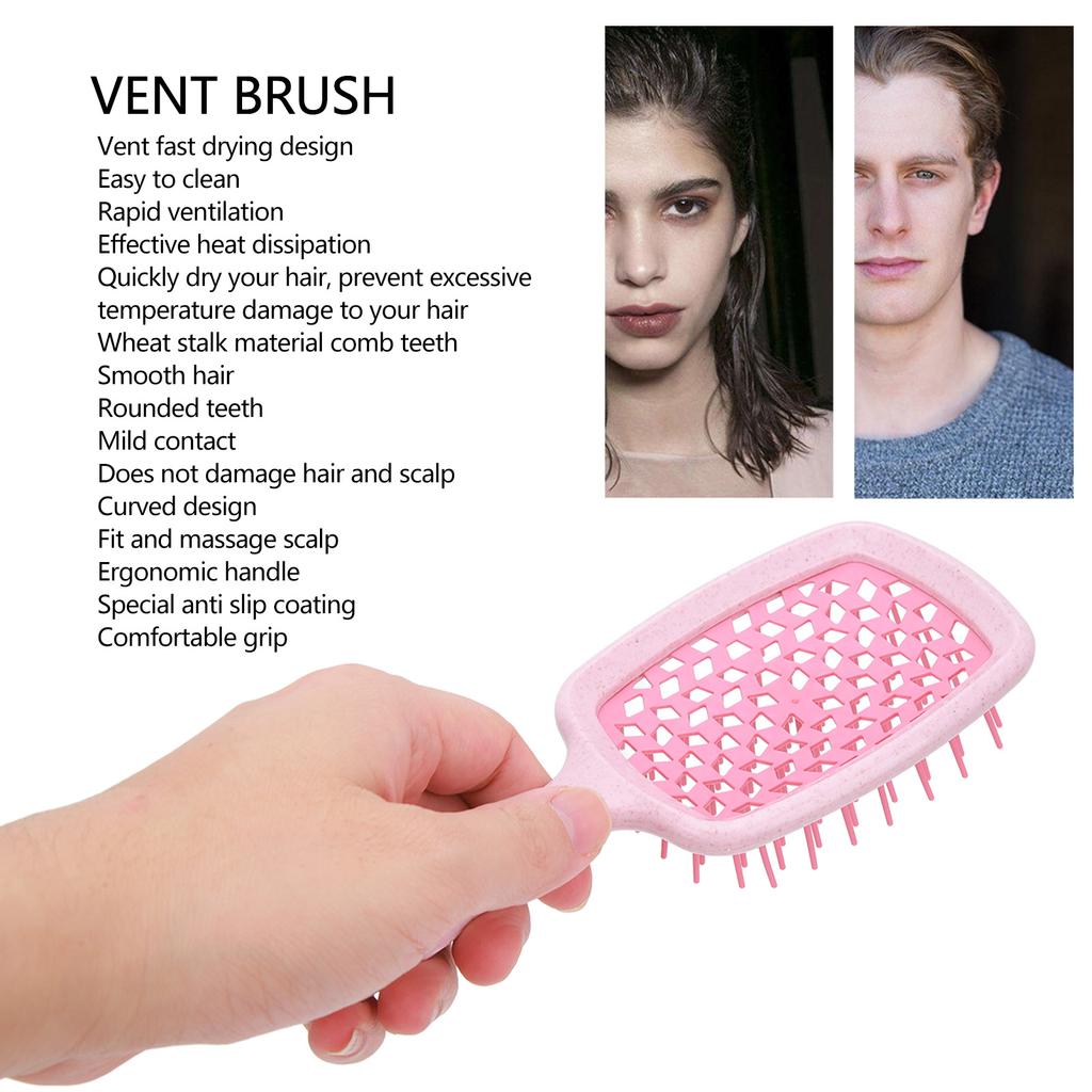 Gebogene Entlüftungs-Haarbürste Kopfhautmassage Paddel Entwirrbürste Stylingwerkzeug zum schnellen Föhnen Rosa