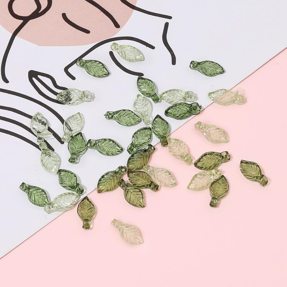 Acrylic Beads Green Acrylic Leaf Beads Transparent Charms Leaf Shape Beads  DIY Pendant