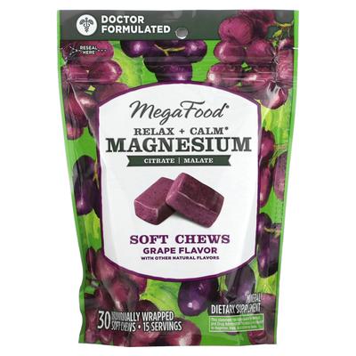 Relaxation + Soothing Magnesium Soft Chews, Grape Flavor, 30 Individual Packages