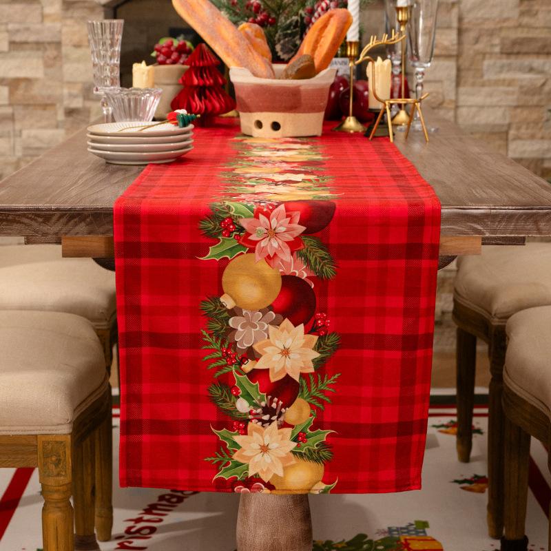 Buffalo Check Christmas Table Runner Seasonal Winter Christmas Xmas Waterproof Reusable Holiday Farmhouse Style Table Decoration