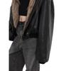 Unisex Oversize Skórzana Kurtka PU z Kapturem i Podszewką z Sztucznego Futra Norek Ciepła Zimowa Wiatroszczelna Kurtka Streetwear